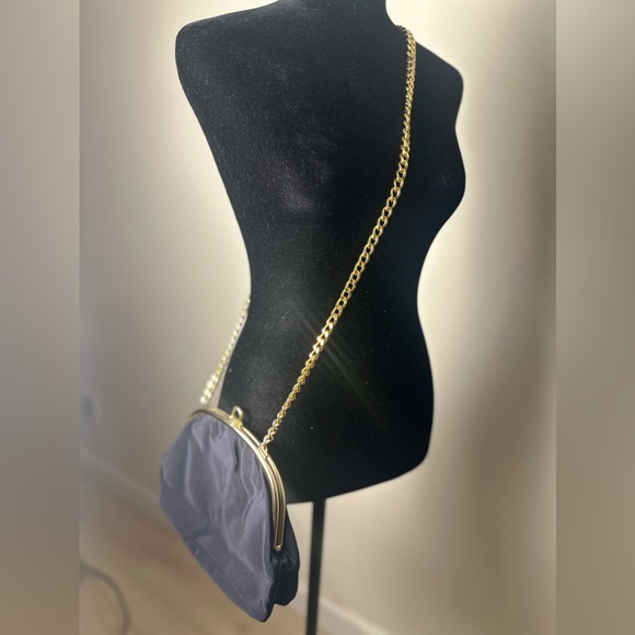 ACCESSORY PLACE Women’s Italian Black Fabric Crossbody Clutch w/Gold Chain Bag - Picture 2 of 12